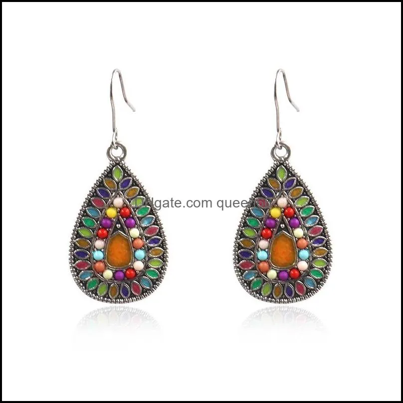 multicolor sun flower drop earrings womens vintage stone circle ms. earrings ornaments charm party party gifts