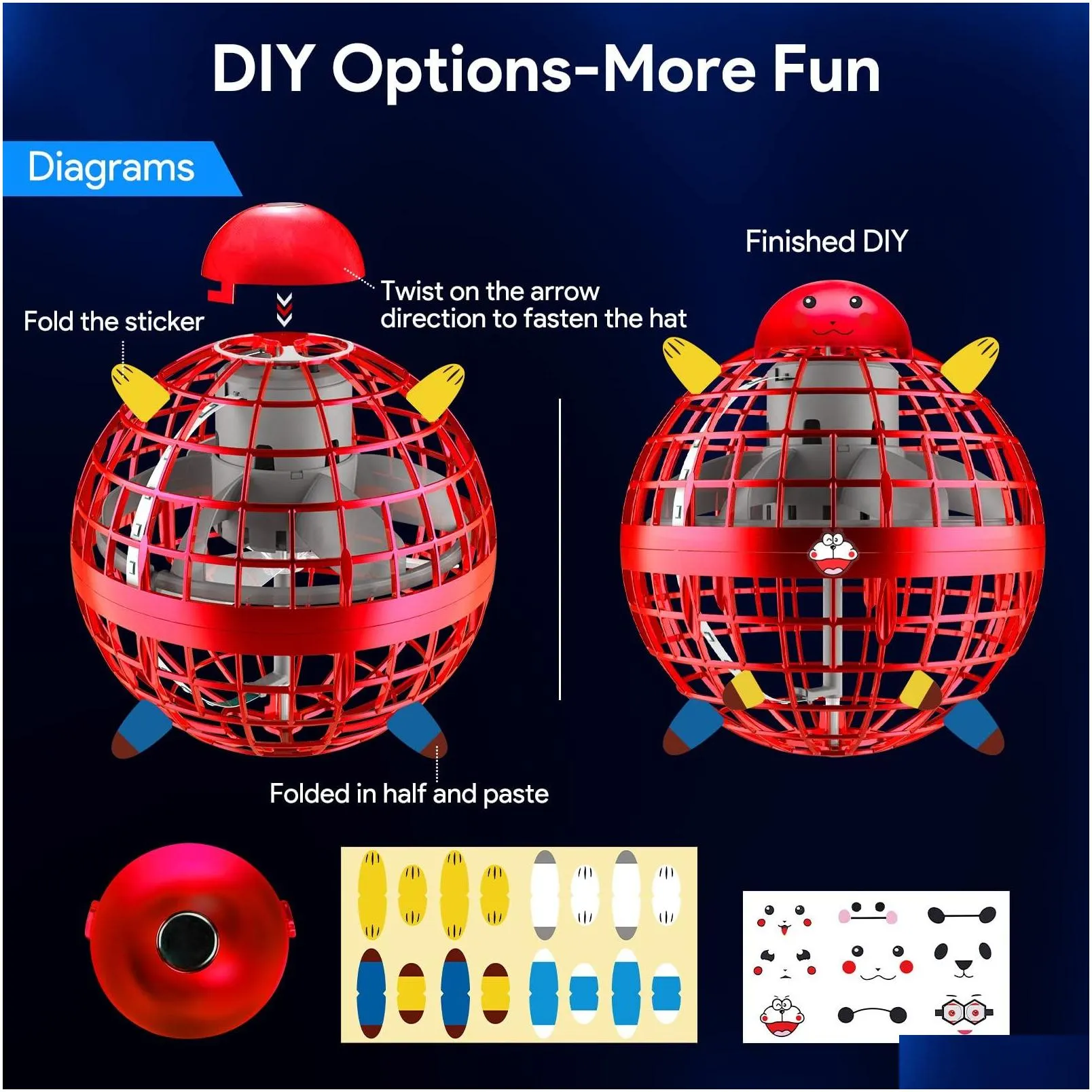 Magic Balls Flying Orb Ball Toy With Light 2022 Upgraded Hover Hand Controlled Spinner Mini Drone Boomerang Birthday Gift For 6 7 8