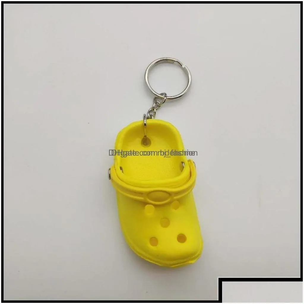 Key Rings Jewelry Custom 1Pc Cute 3D Mini Eva Beach Hole Little Croc Shoe Keychain Girl Gift Bag Accessories Decorat Bdehome Ot4Bw