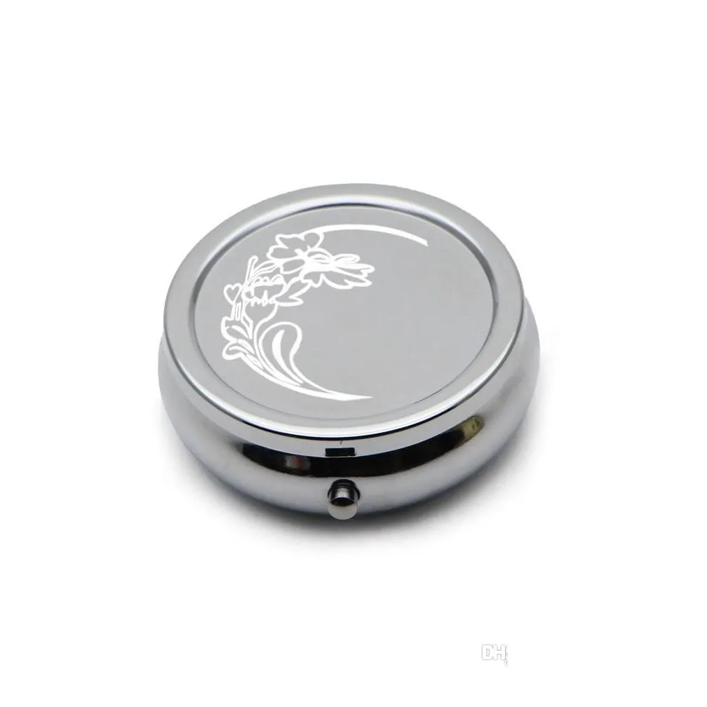 compact round metal case box organizer 3 compartment discreet fits easily in pocket and purse