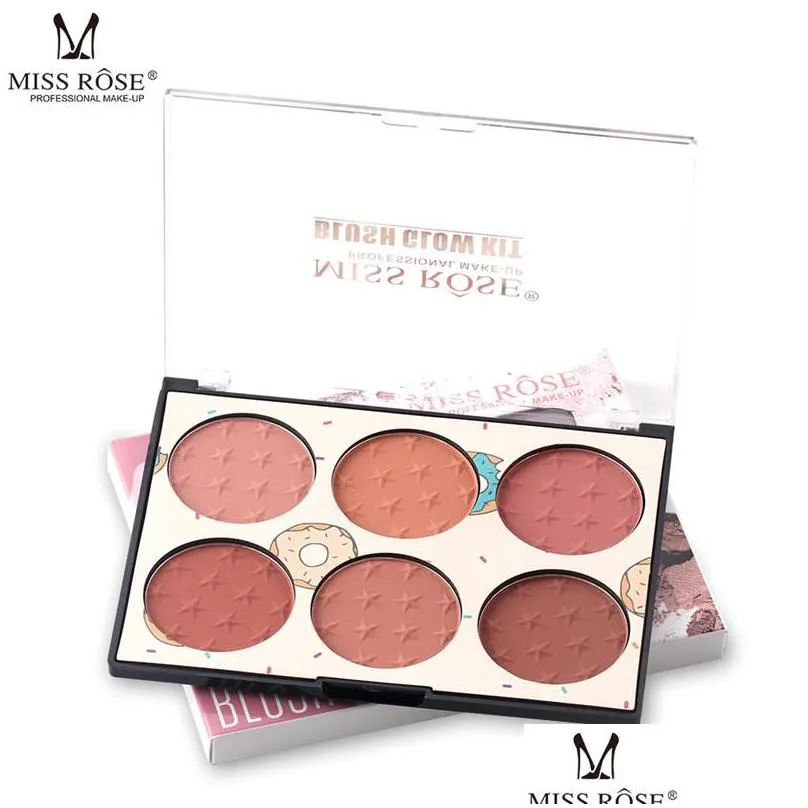 miss rose pink 6 colors mineral blush palette bronze long lasting skinfriendly rouge blusher matte highlighter powder