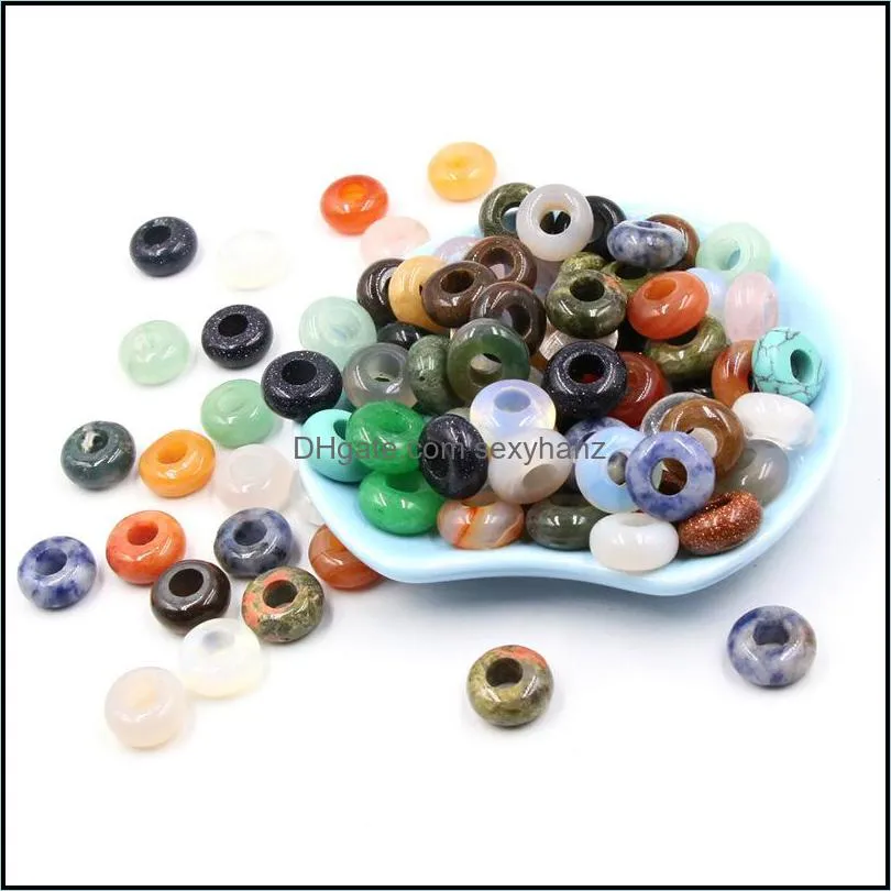 fashion 6x12mm 5mm big hole stone charms crystal beads for jewelry making necklace pendant bracelet charm accessories