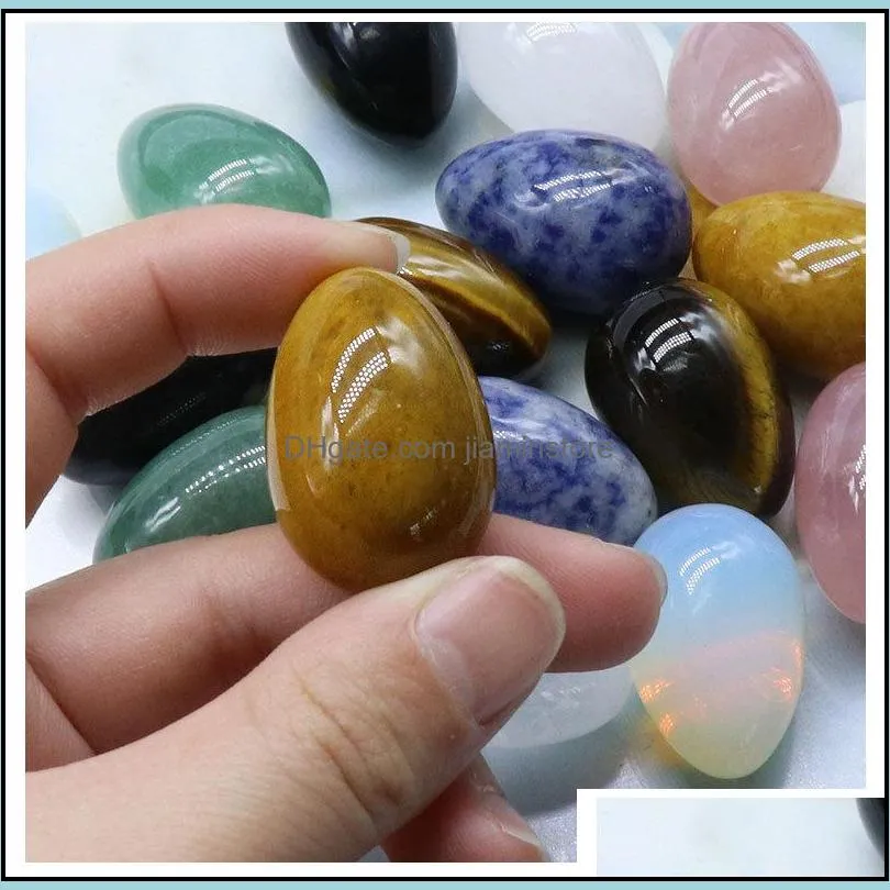 20mmx30mm natural carved egg stone ornament healing crystal mascot massage accessory minerale gemstone reiki home decoration wholesale