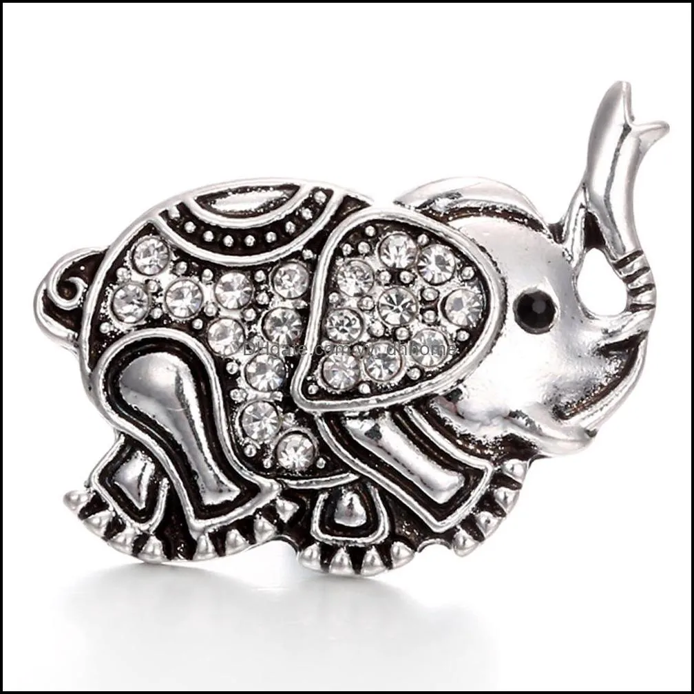 snap button jewelry component rhinestone elephant 18mm metal snaps buttons fit bracelet bangle noosa a036