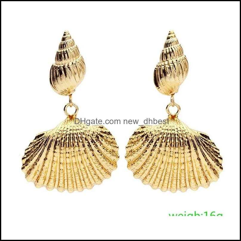 shell earrings statement alloy metal mermaid scallop sea shell earrings beach jewelry gift