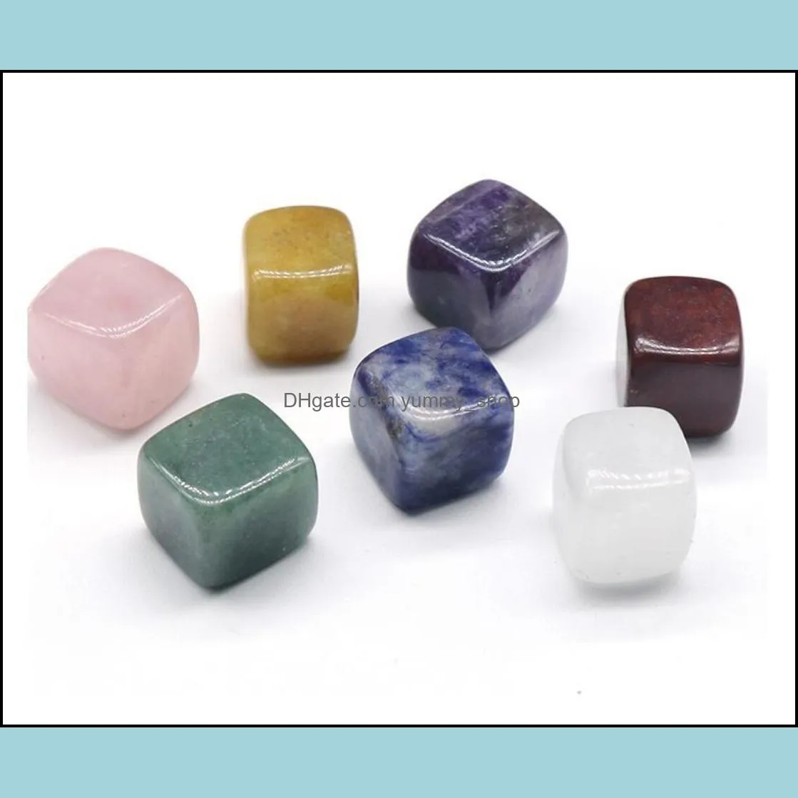 natural stone chakra squares rose quartz amethyst agate tiger powder crystal white crystal yoga meditation energy stone