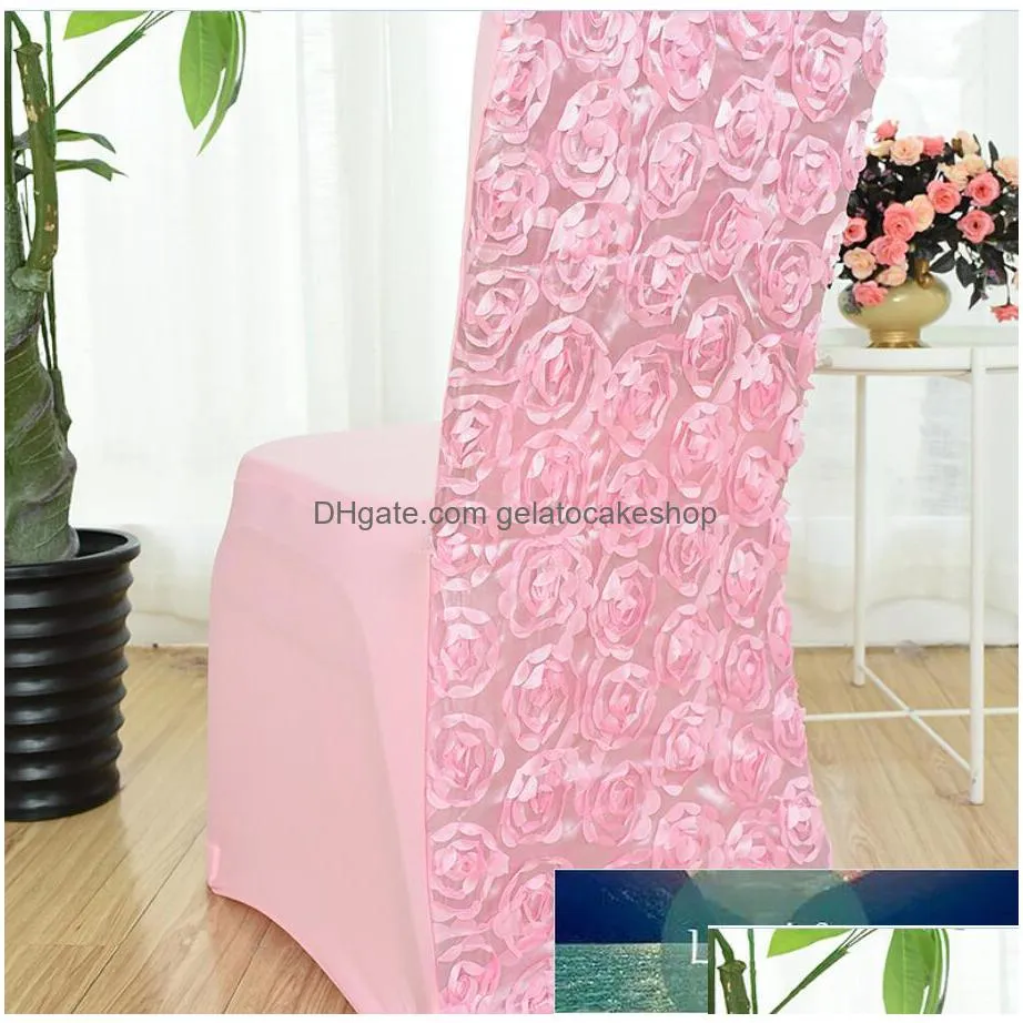 13 colours wedding chair cover spandex rose embroider chair cover universal el banquet party decoration