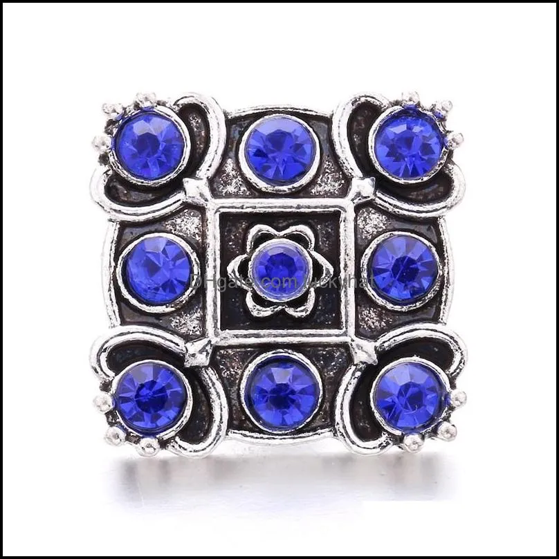 wholesale rhinestone 18mm snap button clasp metal square fastener snapper charms for snaps jewelry findings suppliers