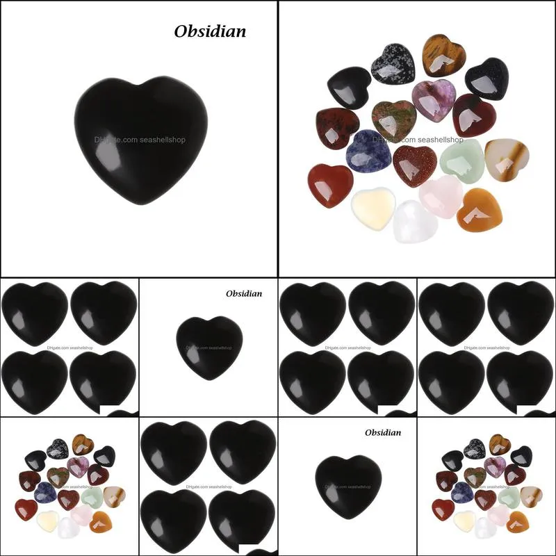 heart shaped stone natural black quartz gemstone crystal healing chakra reiki craft fun toys 20x6mm