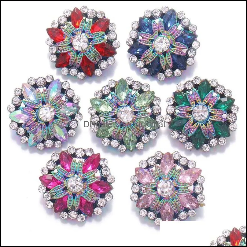 noosa plating dazzling rhinestone snap buttons fit diy 18mm snap button bracelet necklace jewelry women mengift