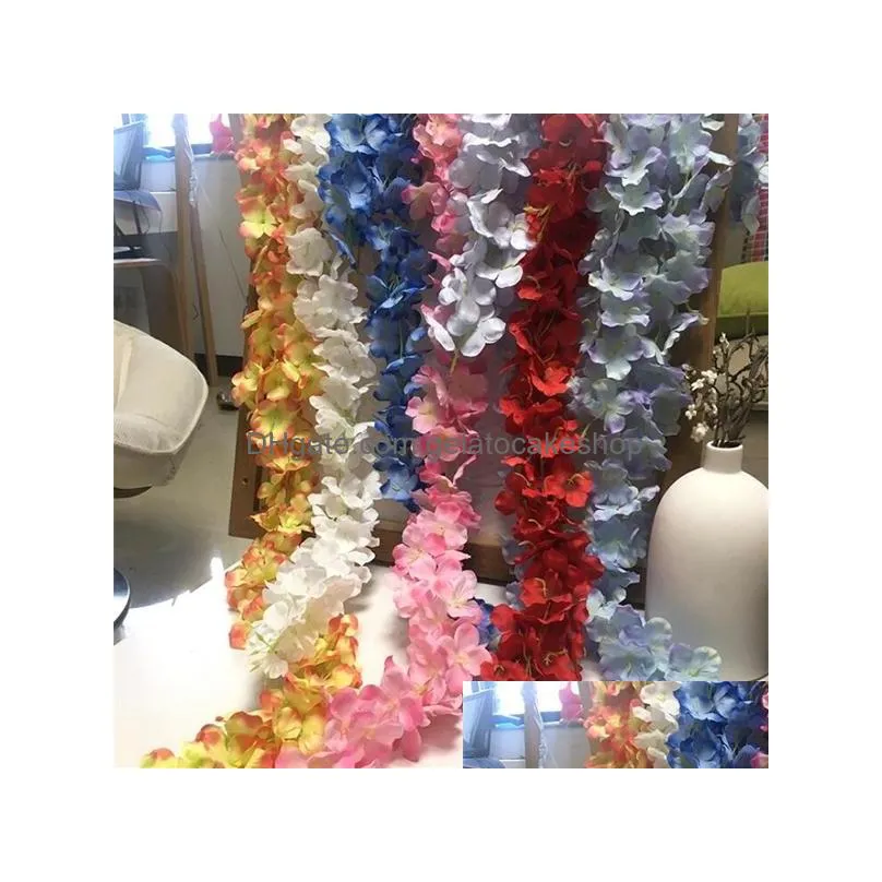 100pcs/lot 24 colors artificial silk flower wisteria flower vine home garden wall hanging rattan diy party wedding decoration 1022