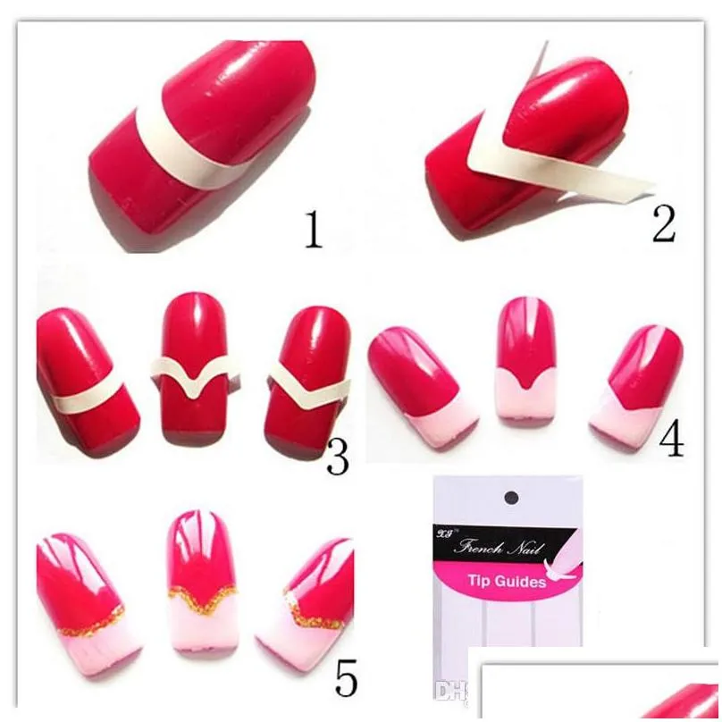 nail decoration nail art tips sticker nail art form fringe guides sticker diy french manicure