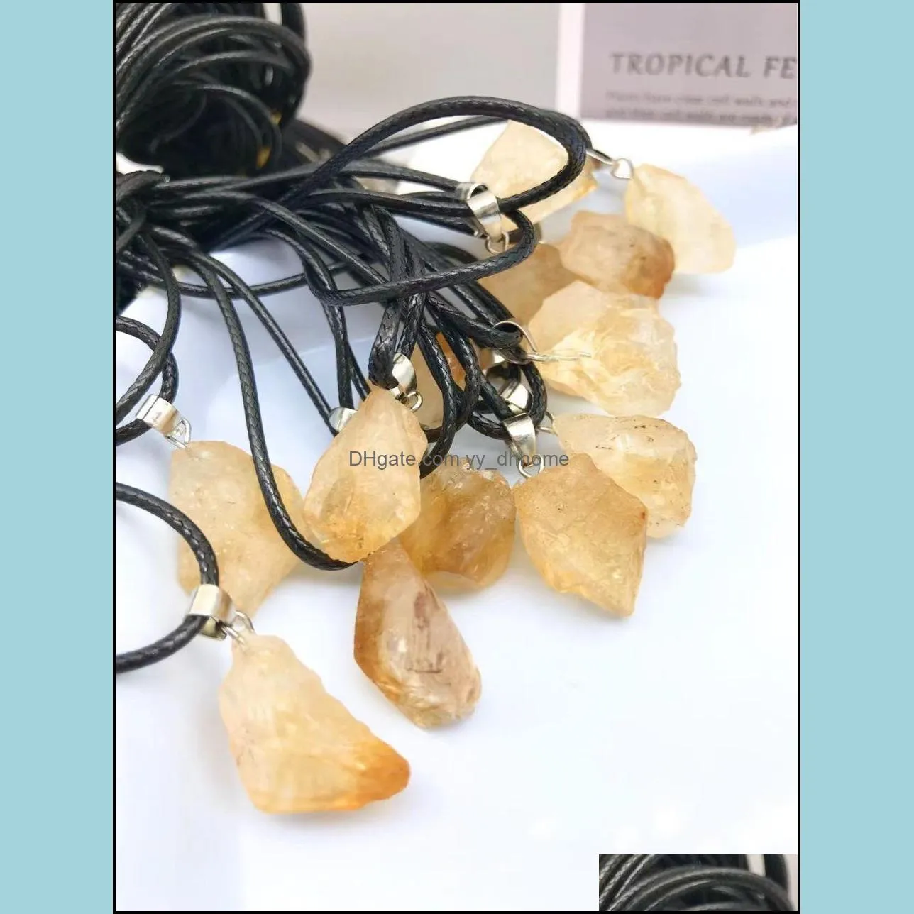 natural yellow crystal pendant necklace energy stone healing meditation yoga gift wholesale