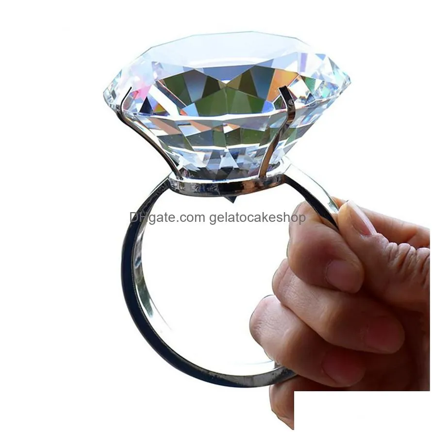 wedding arts and crafts decoration 8cm crystal glass big diamond ring romantic proposal wedding props home ornaments party gifts