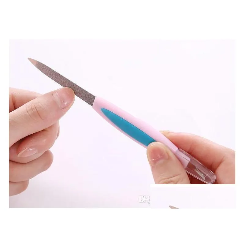 nail art tool nail file exfoliating scrub fork stainless steel double head multifunction polishing beginner manicure beauty tools