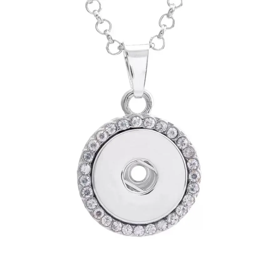 12 styles crystal snap button pendant necklace stainless steel chain fit 18mm snap buttons women necklace jewelry