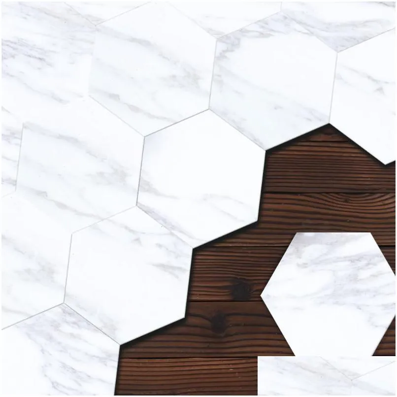 funlife marble hexagon tile sticker floor kitchen wall sticker easy to clean diy peel stick selfadhesive kitchen backsplash