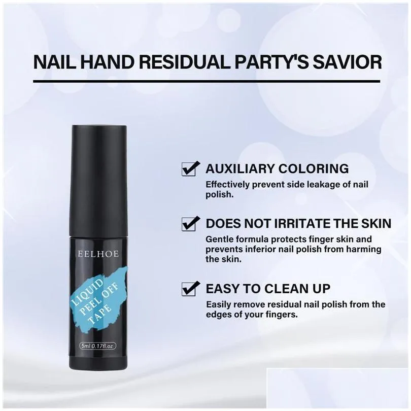 nail polish liquid peel off gel tape protect glue varnish antispill latex fast dry skin care