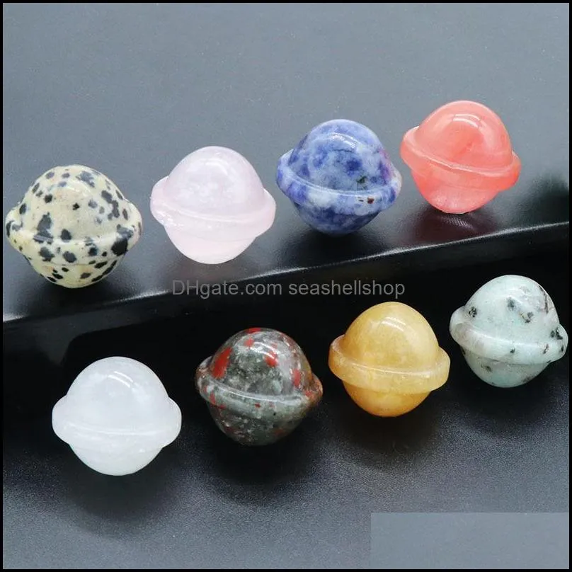 natural semi precious stone planet ornament handmade craved ufo universe shape rock gemstone healing crystal stone home decoration rose quartz agate tiger