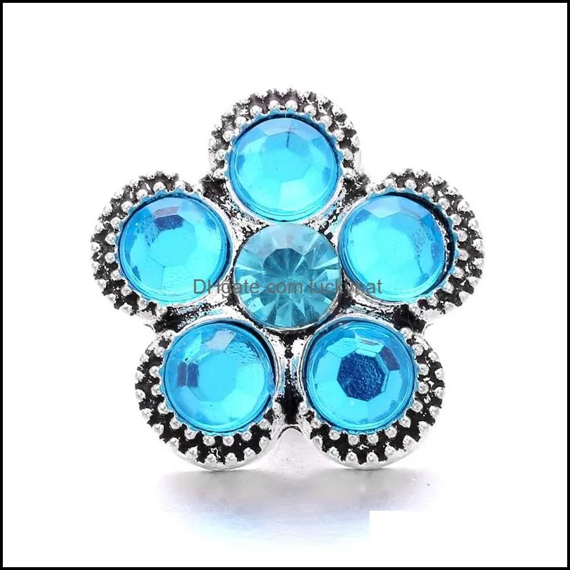 wholesale rhinestone 18mm snap button clasp metal flower fastener snapper charms for snaps jewelry findings suppliers
