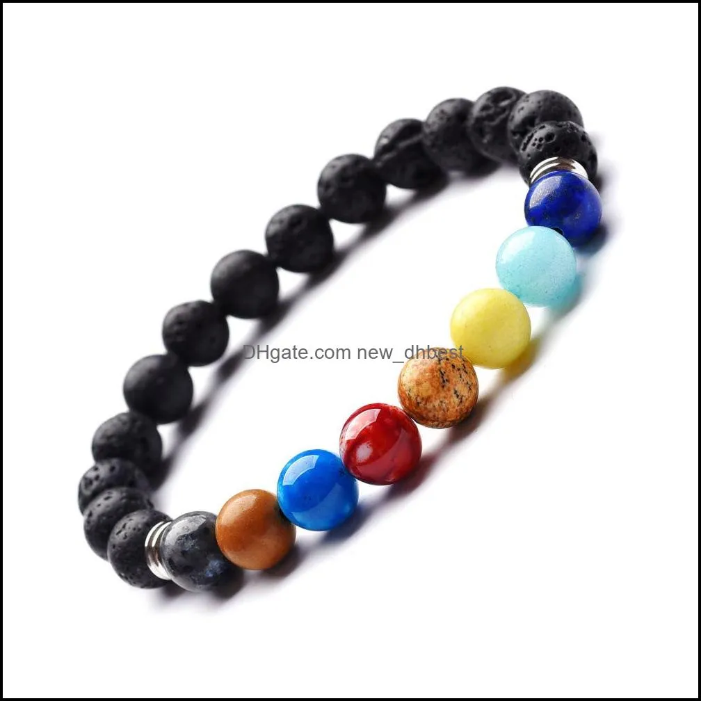 2018 10pc/set 7 chakra healing bracelet adjustable lava diffuser stone bracelet fashion bracelet handmade jewelry
