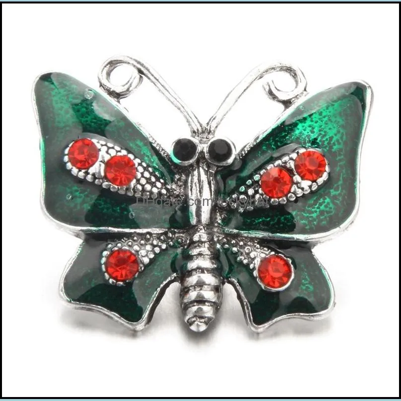 rhinestone gadget butterfly 18mm snap button clasp charms for snaps diy jewelry findings suppliers gift