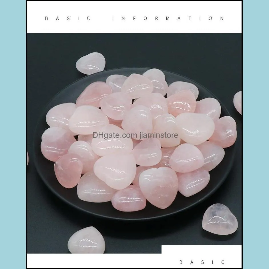 25mm 30mm rose quartz love heart stone natural healing pink crystal mascot massage accessory hand piece gemstone reiki home decoration