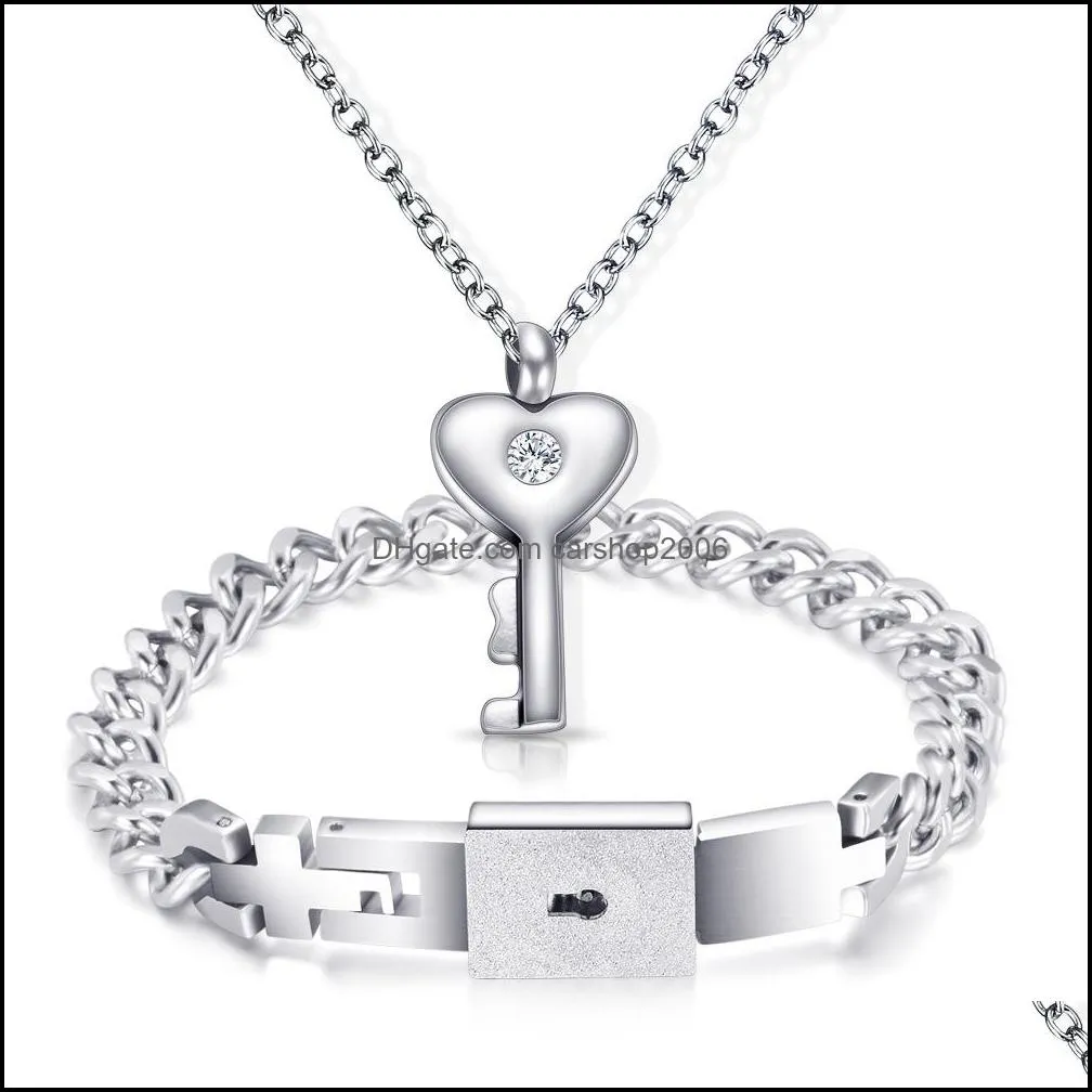 couple female lock male bracelet couple bracelets hypoallergenic fashion titanium