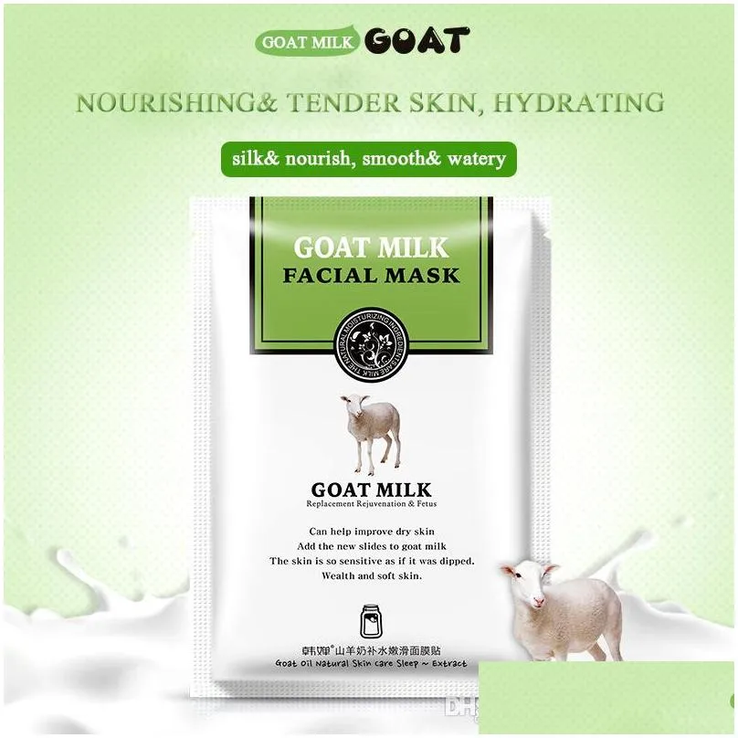 10pcs/lot han chan facial mask natto goat milk sheet mask moisturizing silk mask nourishing face skin care