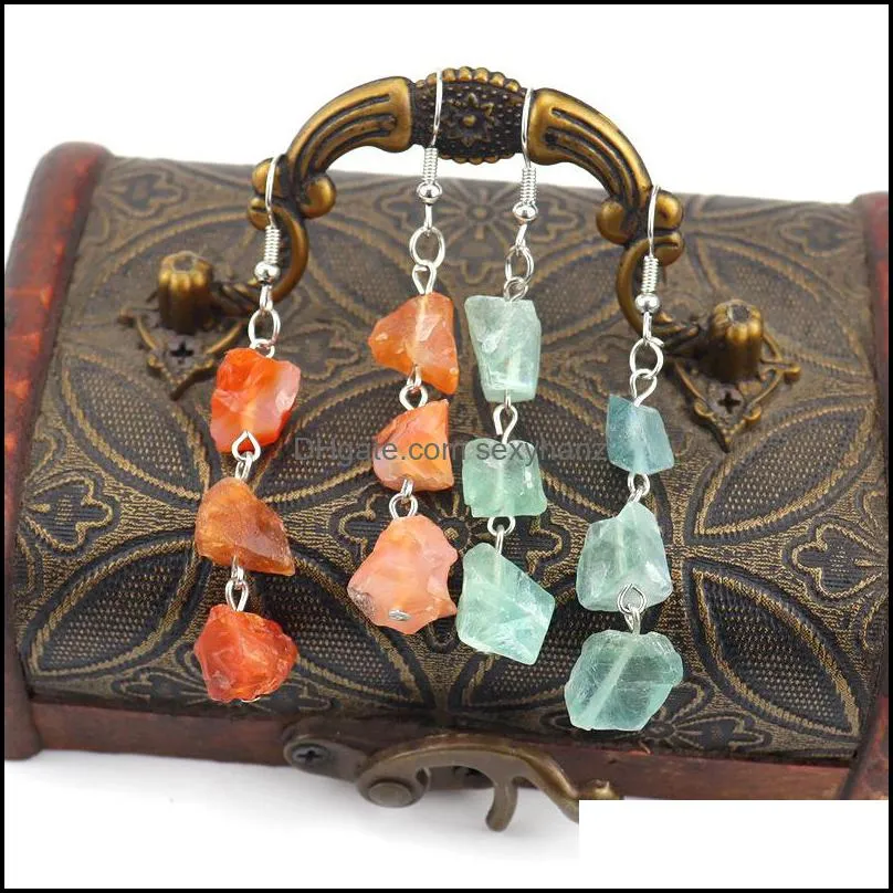 natural crushed stone rough crystal agate dangle earrings wholesale women jewelry