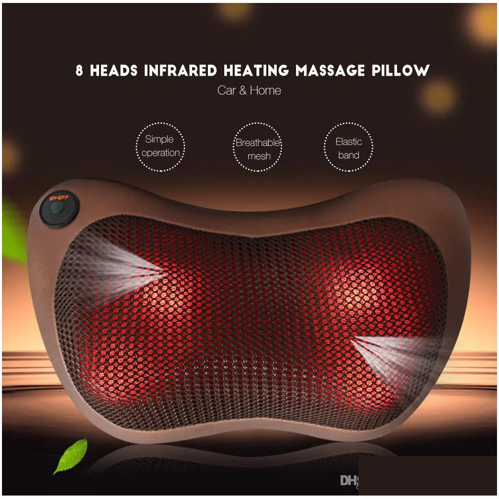 new massager pillow electric infrared heating kneading neck shoulder back body massage pillow car home dualuse massager
