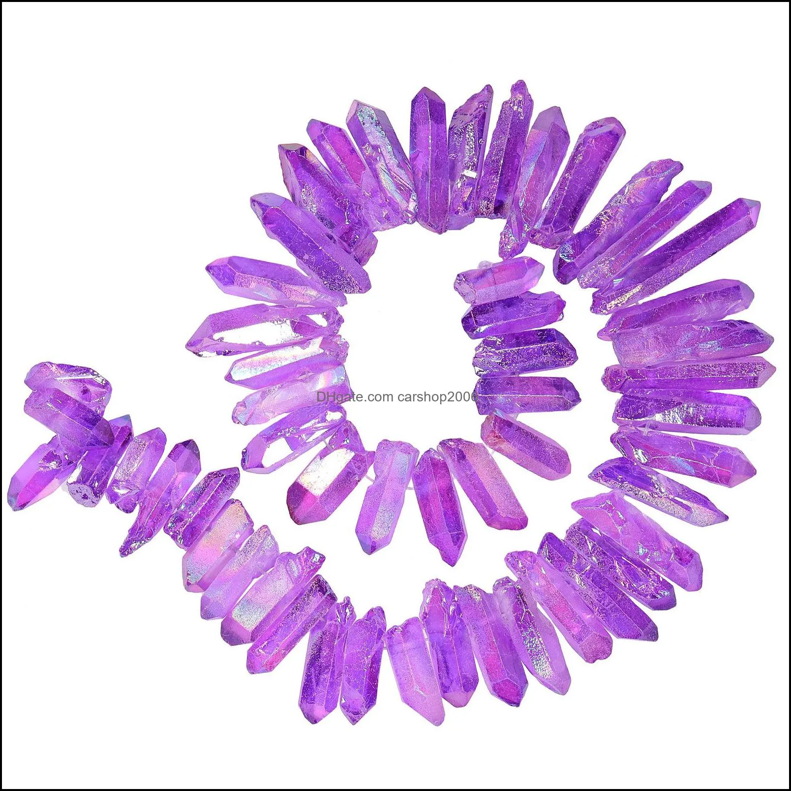 loose rough crystal points beads for crafts jewelry making natural raw rock quartz bulk crushed titanium coated quartz top drilled stone 1