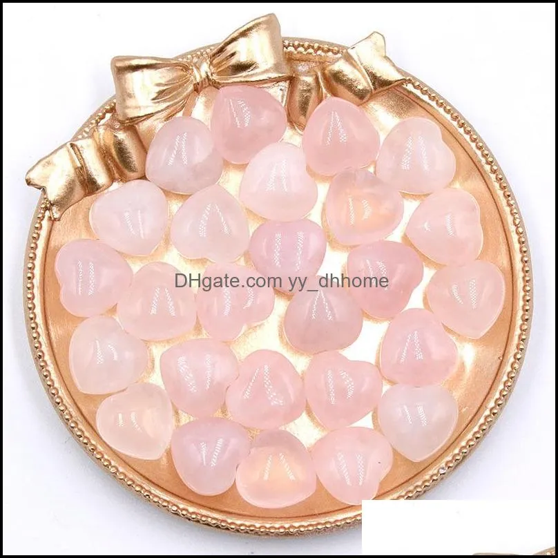 natural stone pink crystal 15mm heart ornaments rose quartz healing crystals energy reiki gem craft hand pieces living room decoration