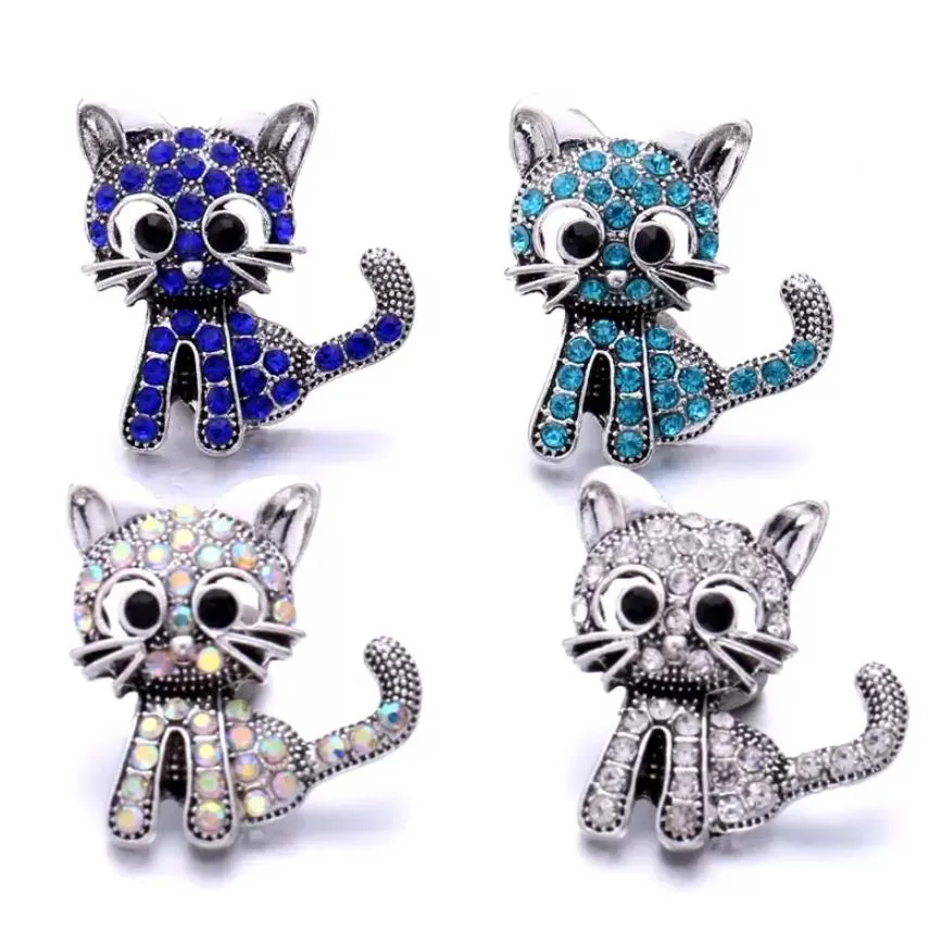 noosa rhinestone 3d cat 18mm ginger snap jewelry silver plated snap diy necklace bracelet accessory finding