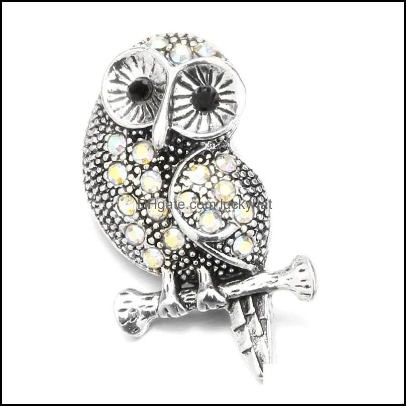 rhinestone clasps chunk owl 18mm snap button zircon charms bulk for snaps diy jewelry findings suppliers gift