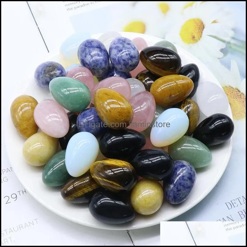 20mmx30mm natural carved egg stone ornament healing crystal mascot massage accessory minerale gemstone reiki home decoration wholesale