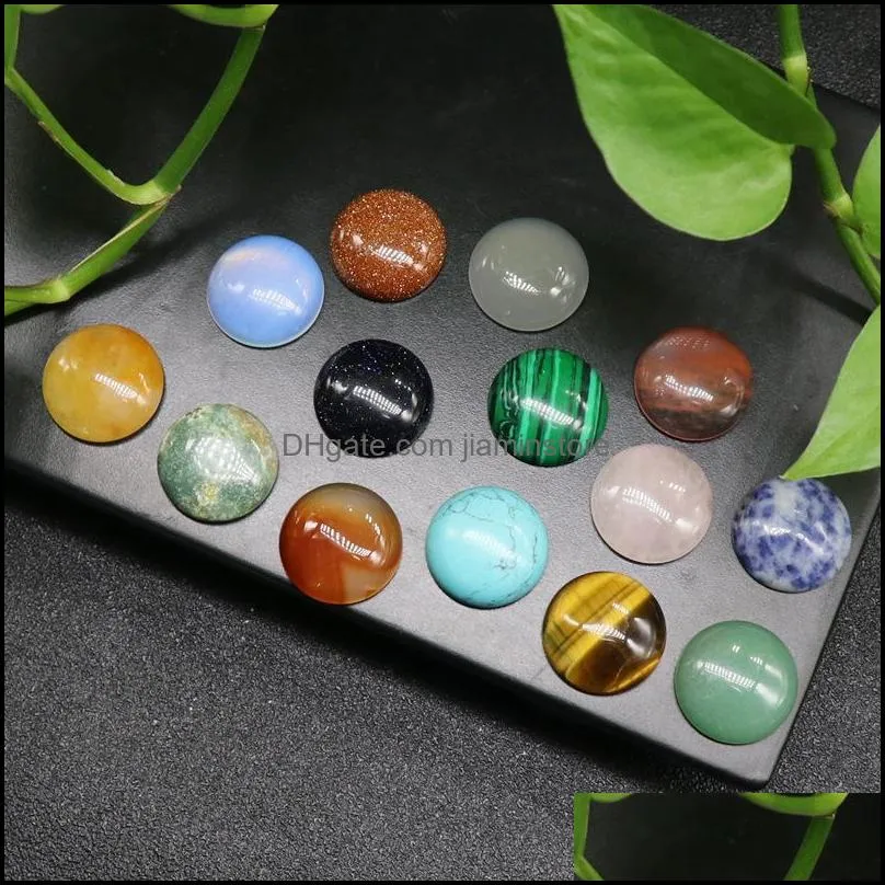 20mm flat back assorted loose stone round shape cab cabochons beads for jewelry making wholesale