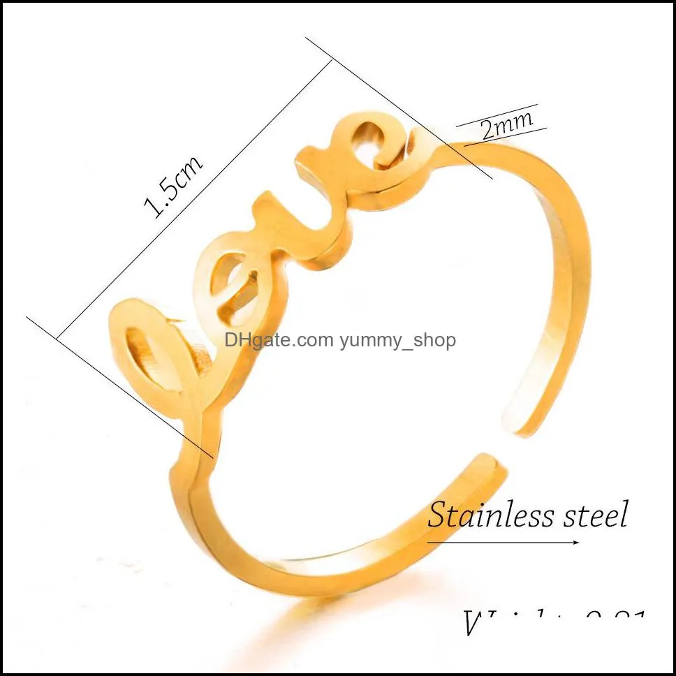 fashion letter ring for men women custom love rings personalized jewelry knuckle stainless steel adjustable couple mother ring gift