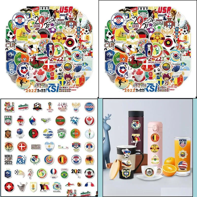 100pcs/set waterproof car world football cup stickers graffities decals for motor luggage skateboard laptop