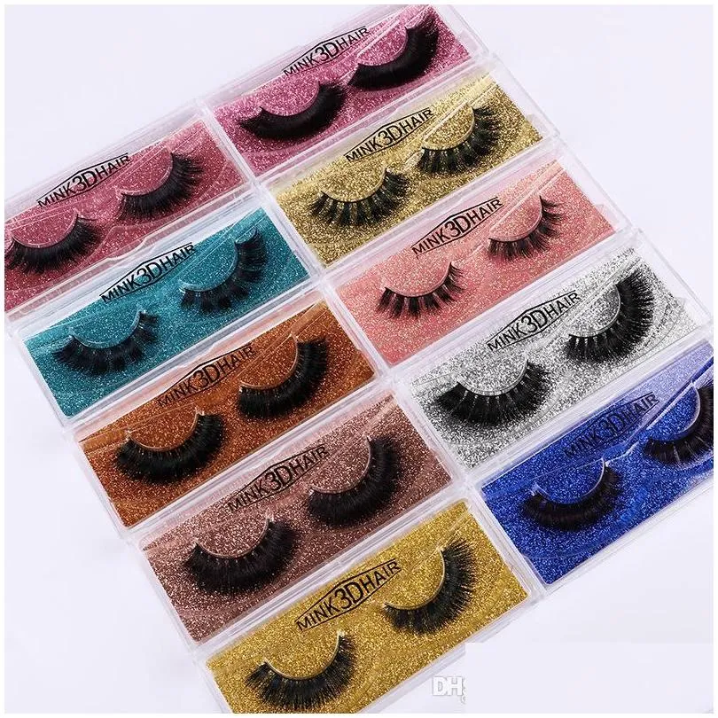 handmade colorful card box 3d faux mink false eyelashes multilayer 3d mink eyelash extension tools natural long thick lashes