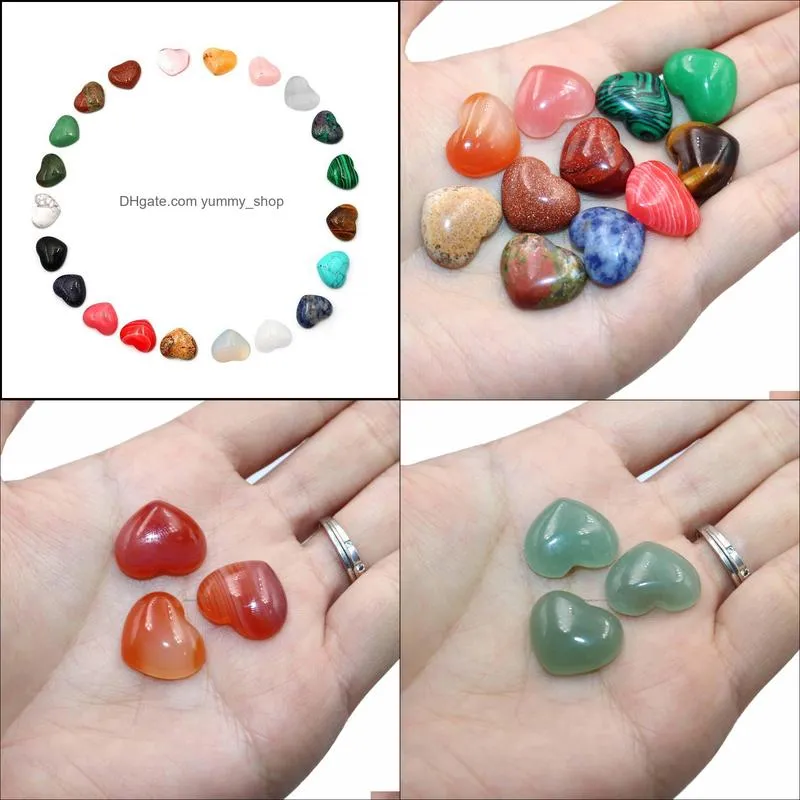 natural agates quartz pink jades tiger eye 18mm heart shape cabochon stone beads fashion diy for jewelry accessorie