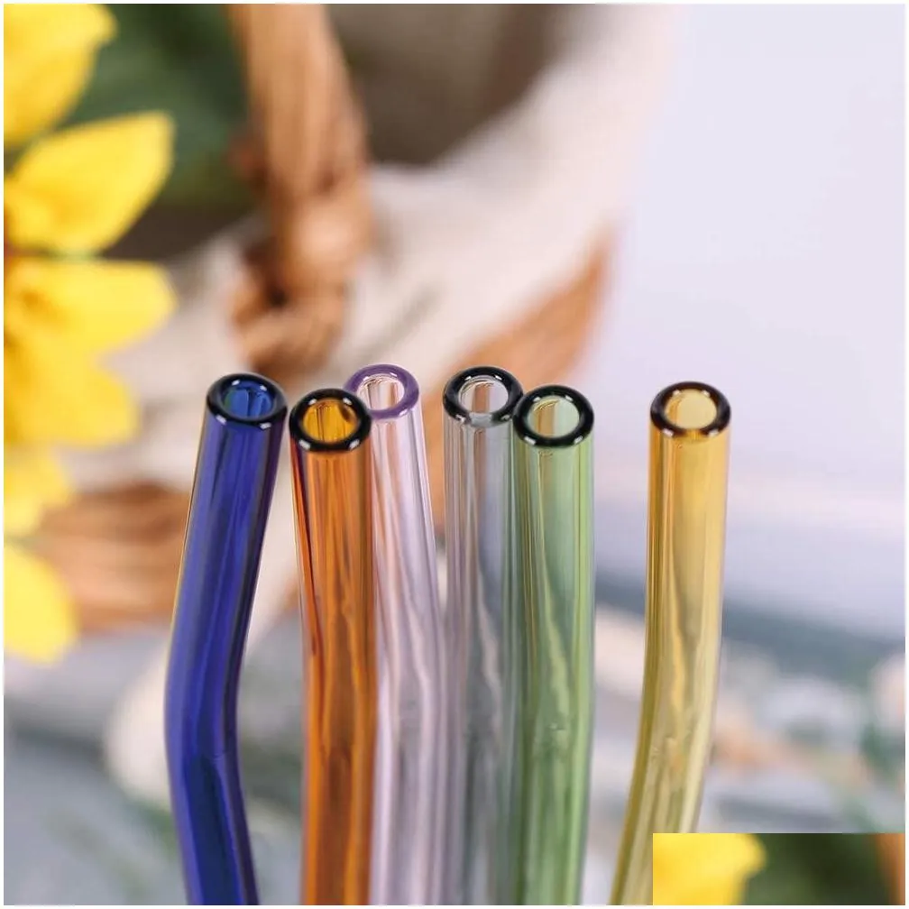 colorful glass straws reusable drinking straw ecofriendly high borosilicate glass straw glass tube bar drinkware sxmy1