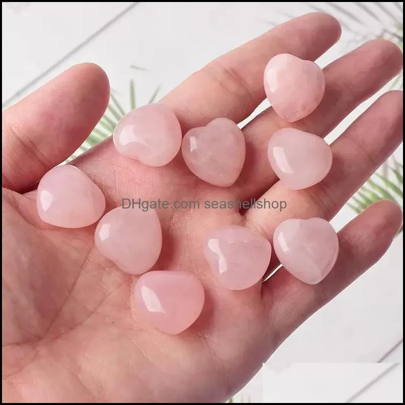 natural stone 15mm heart shape ornaments rose quartz healing crystals energy reiki gem craft hand pieces living room decoration