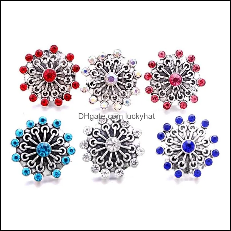 wholesale rhinestone fastener 18mm snap button fireworks shape clasp metal charms for snaps jewelry findings suppliers snapper