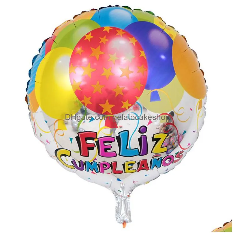 50pcs 18inch spanish helium foil feliz cumpleanos balloons globo happy birthday decor rose gold round bulk sell 1027
