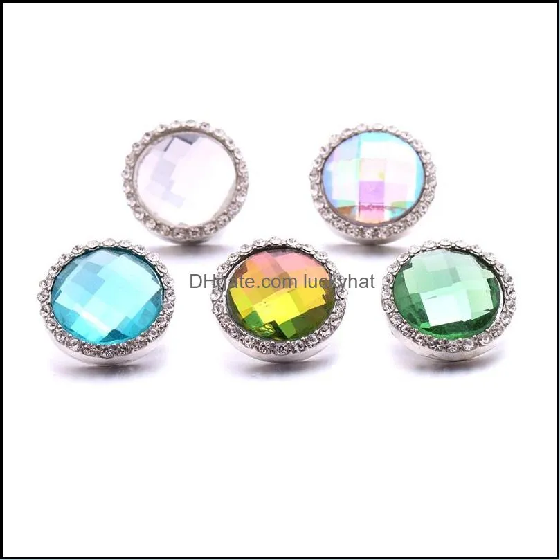 dazzling rhinestone clasps chunk 18mm snap button zircon round charms bulk for snaps diy jewelry findings suppliers gift