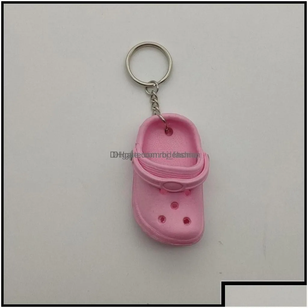 Key Rings Jewelry Custom 1Pc Cute 3D Mini Eva Beach Hole Little Croc Shoe Keychain Girl Gift Bag Accessories Decorat Bdehome Ot4Bw
