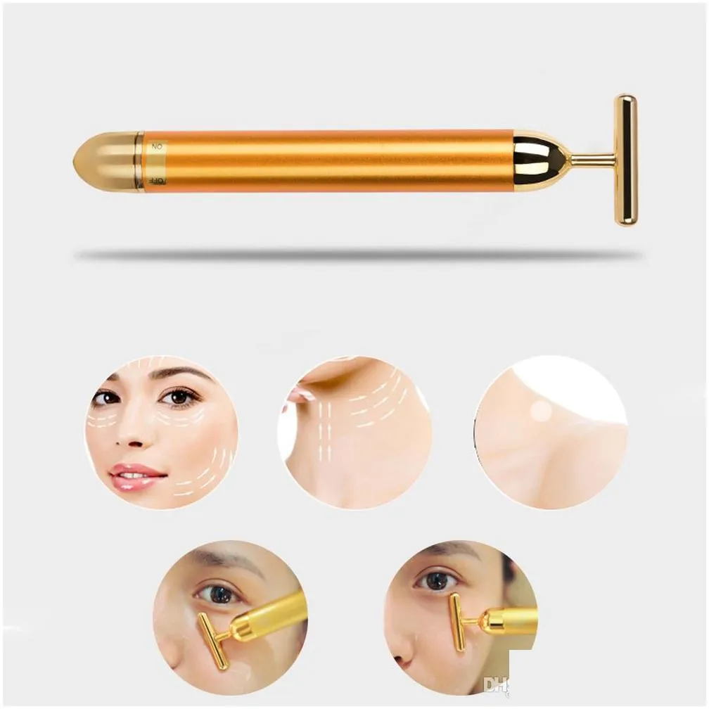 beauty face skin care tool pro slimming face 24k gold lift bar vibration facial beauty care massager energy vibrating bar