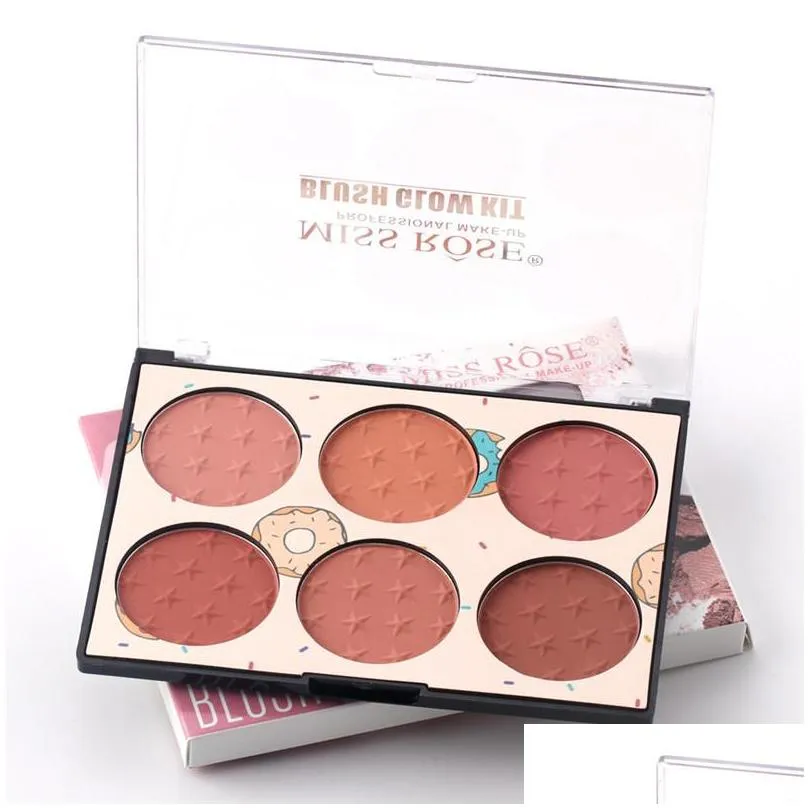 miss rose pink 6 colors mineral blush palette bronze long lasting skinfriendly rouge blusher matte highlighter powder