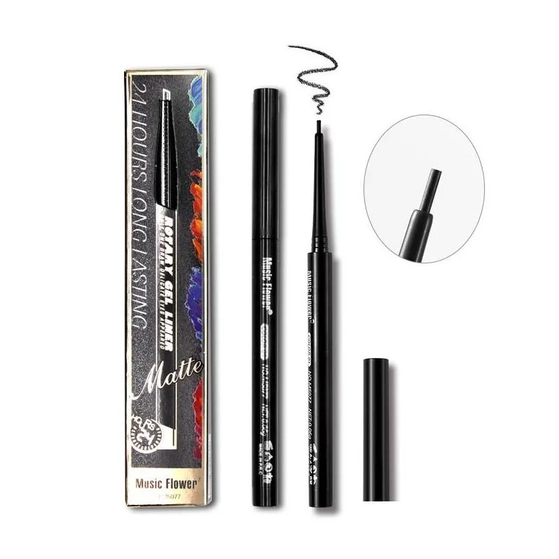 music flower 8 colors quick dry eyeliner pencil automatic long lasting waterproof eye makeup smudgeproof shimmer eye liner